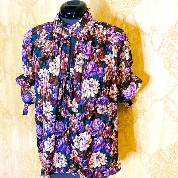 NWT Birgitte Herskind Gajol Blouse Blooming Floral Metallic  38 - Picture 2 of 13